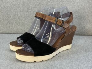 Michele Lopriore Milano Espadrille Wedge Sandals Black/Brown Sz 39 - SEE PICS